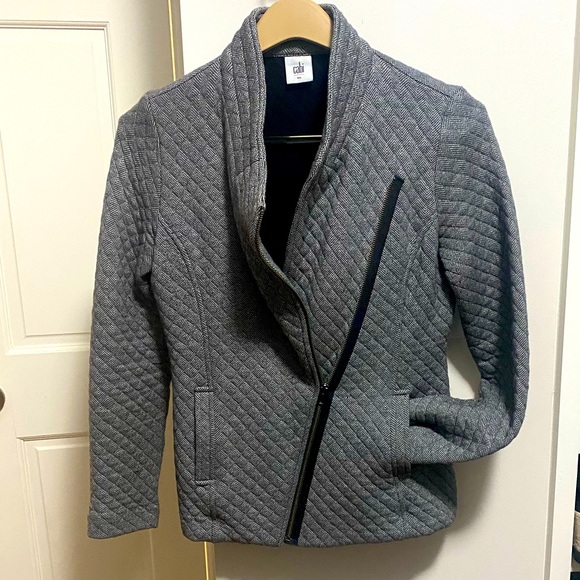CAbi Quilted Moto Jacket Herringbone With Asymmetric Zipper - size Small - Picture 3 of 10